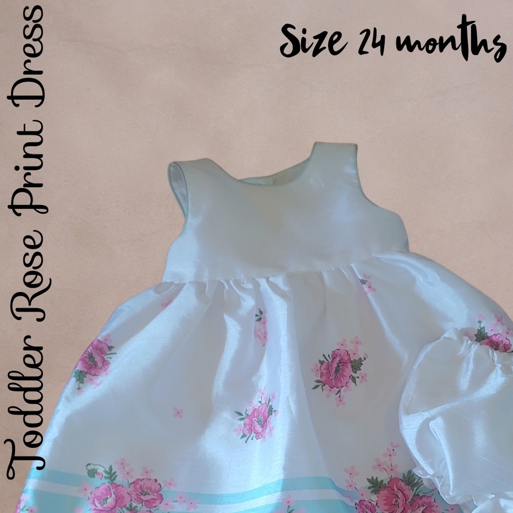 Toddler Rose Print Spring Dress - Picture 1 of 5
